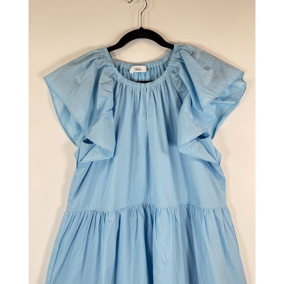 Talulah Womens Dress Blue Mini Flutter Sleeve Sundress Tiered A Line Medium - Picture 6 of 11